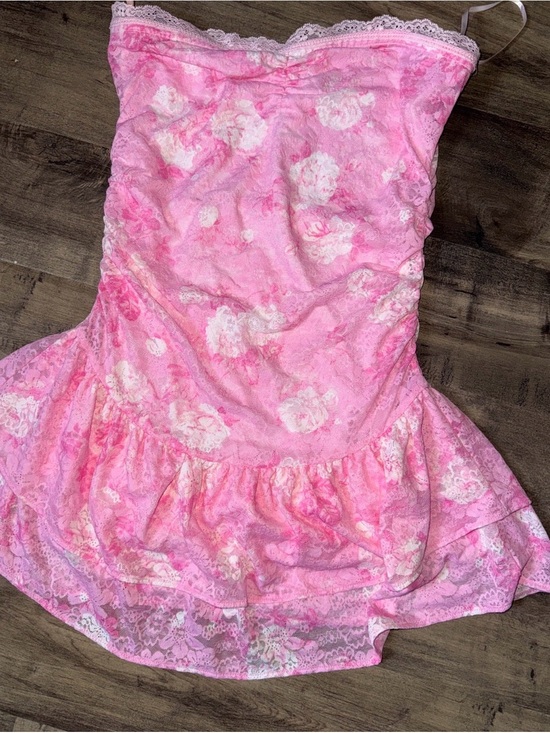 LoveShackFancy Dresses & Skirts - VS PINK x LoveShackFancy Strapless Lace Mini Dress Pink Floral S Capsule
